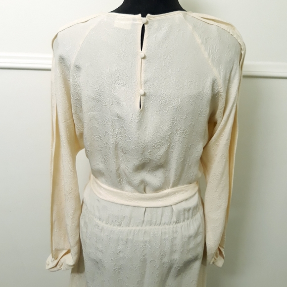 Vintage St. Pierre Ltd. Pleated Silk Shift Dress Size 6 Cream - Picture 10 of 15